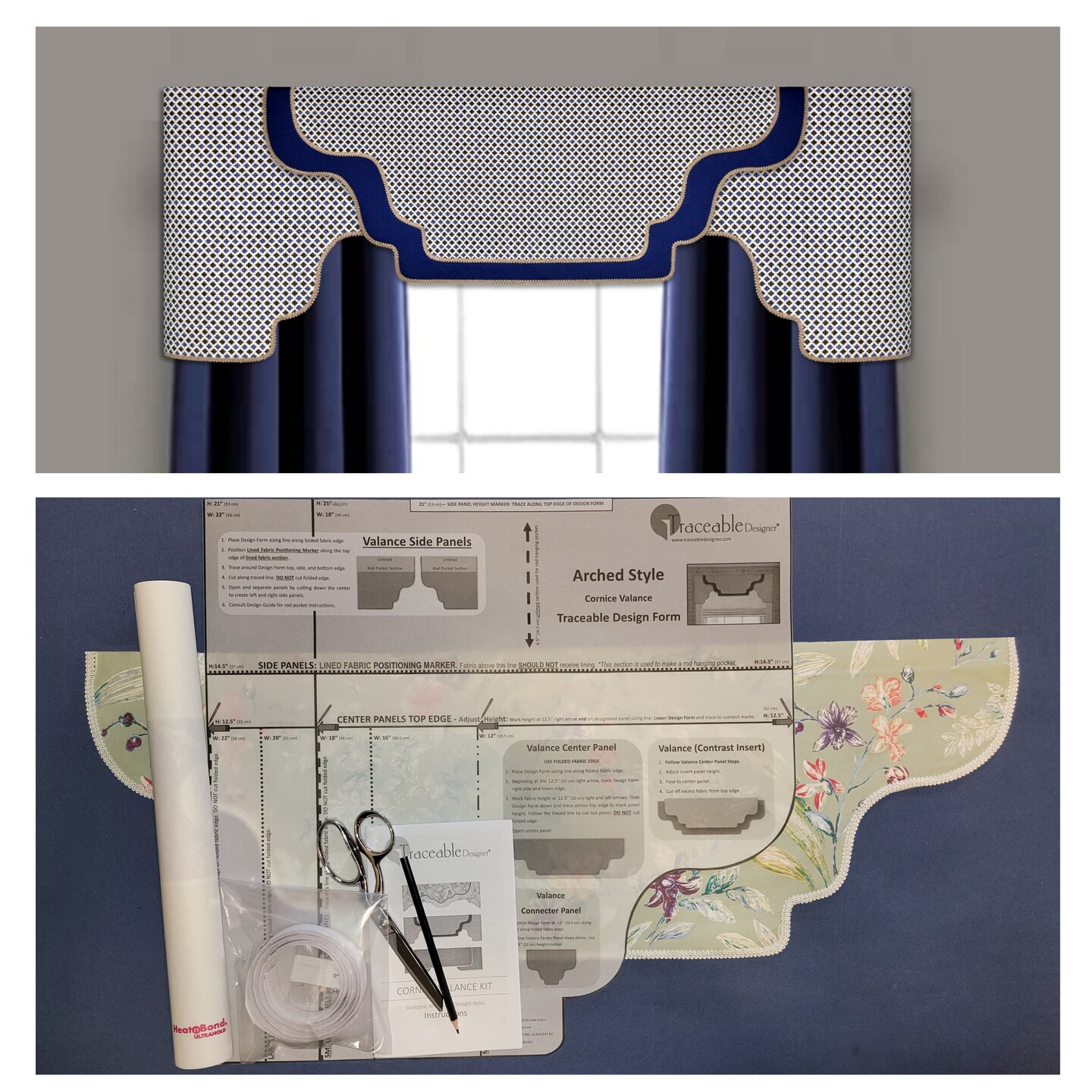 Arched Cornice Valance Kit - Sewing Alternative for Custom Window Decorating