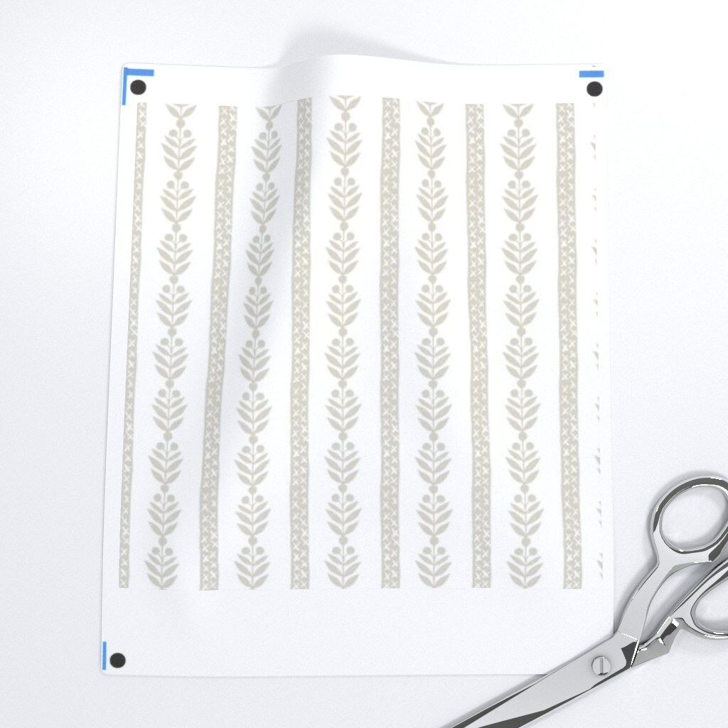Botanical Stripe Floral Neutral Leaf Traditional Classic Block Print Custom Printed Fabric by Spoonflower Various Fabrics by the Yard or Fat Quarter