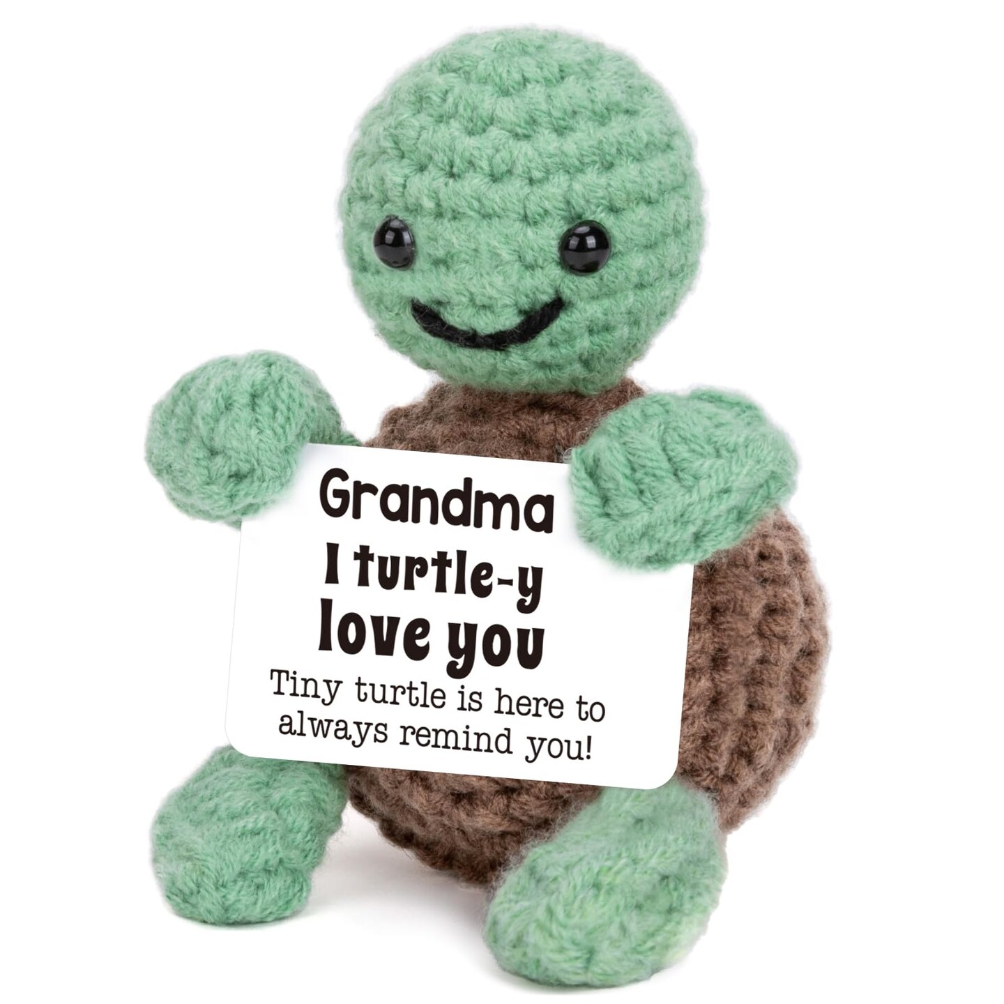 Mini Funny Turtle Grandma Gifts, Easter Mothers Day Birthday Gifts for Grandma from Granddaughter Grandson Grandkids, Nana Gigi Love Small Cute Stuff Things, Handmade Emotional Positive Crochet Turtle