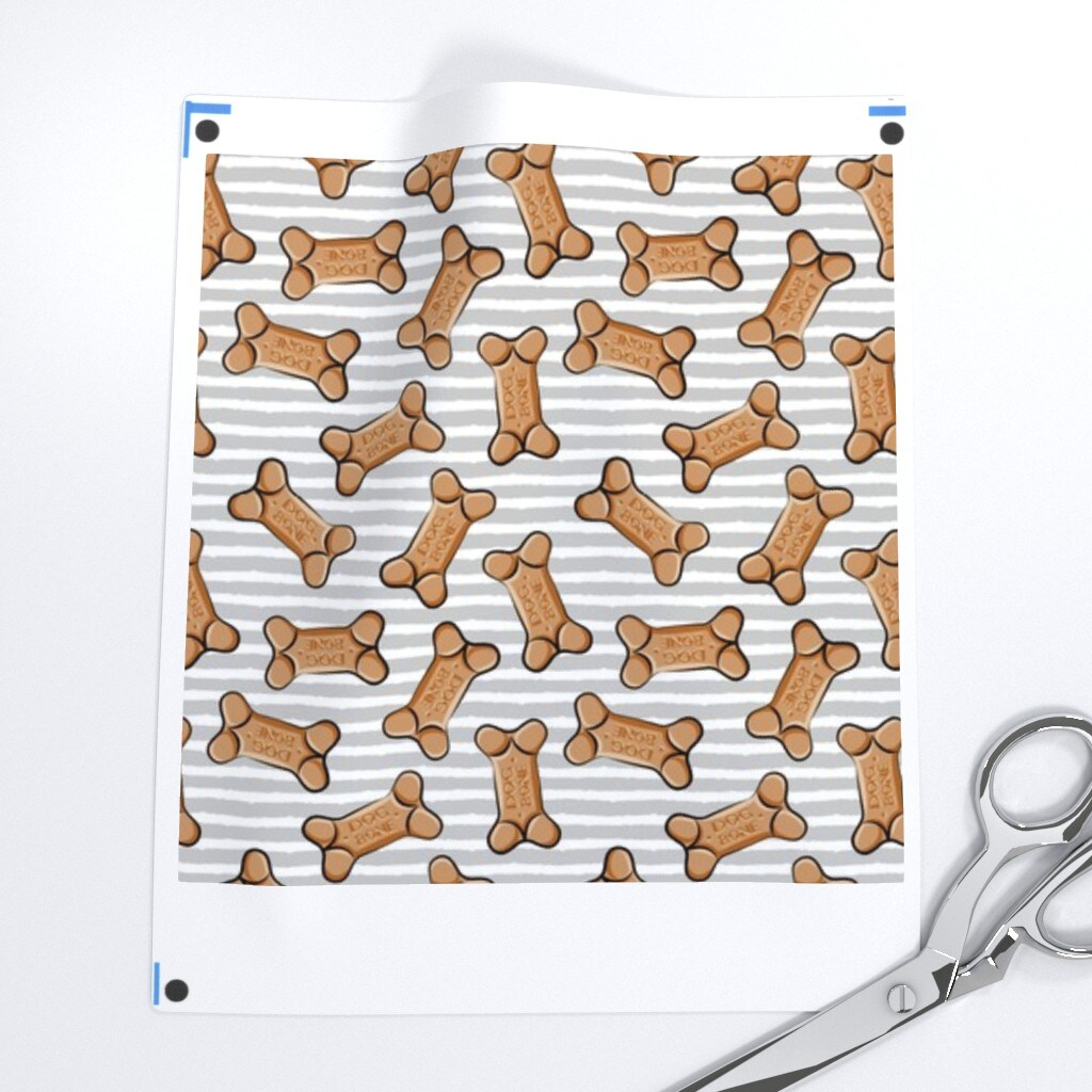 Dog Bones Treats Grey Stripes Bone Gray Custom Printed Fabric by Spoonflower Various Fabrics by the Yard or Fat Quarter