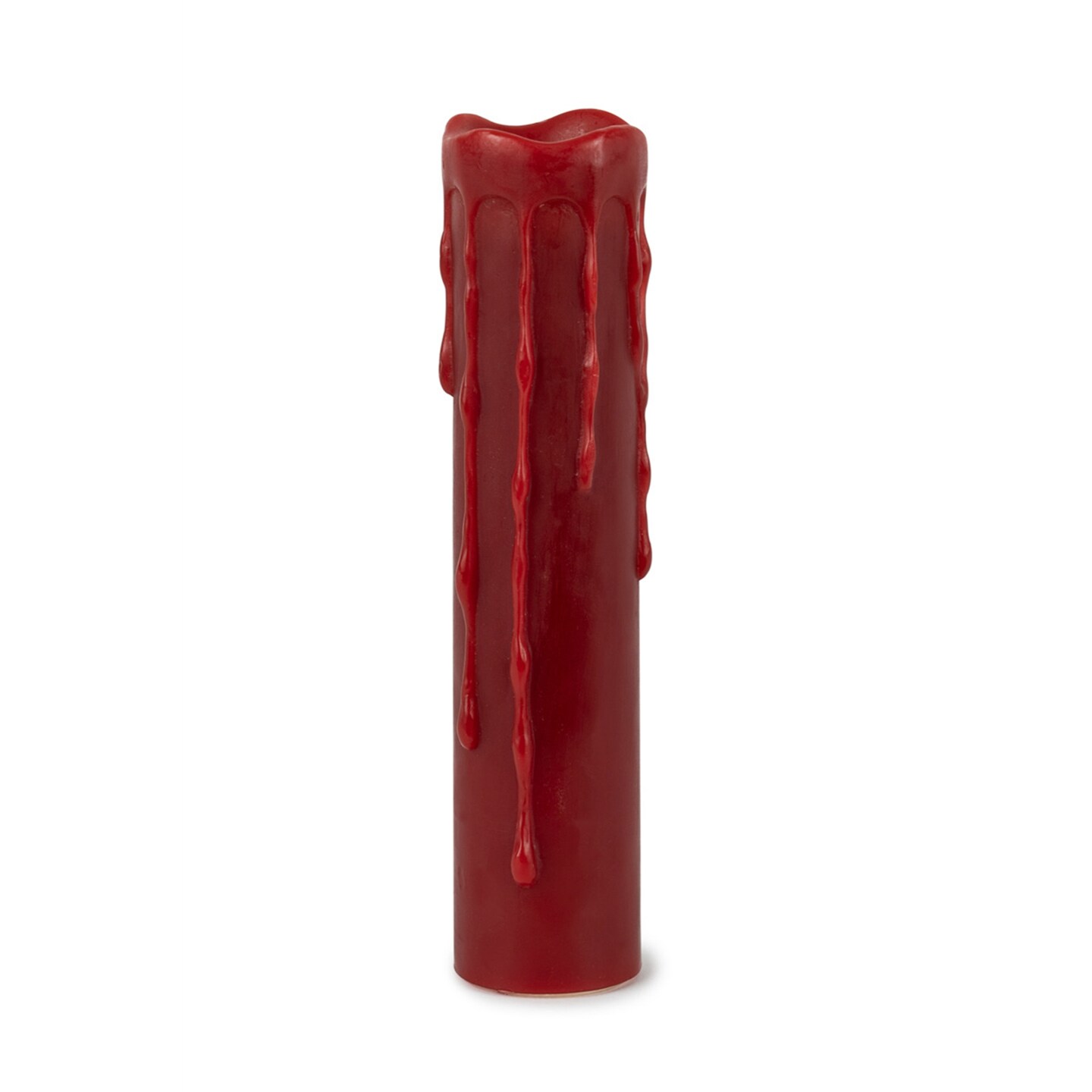 Red LED Dripping Wax Pillar Candle with Remote Timer 8 Inch Decor Set of 2