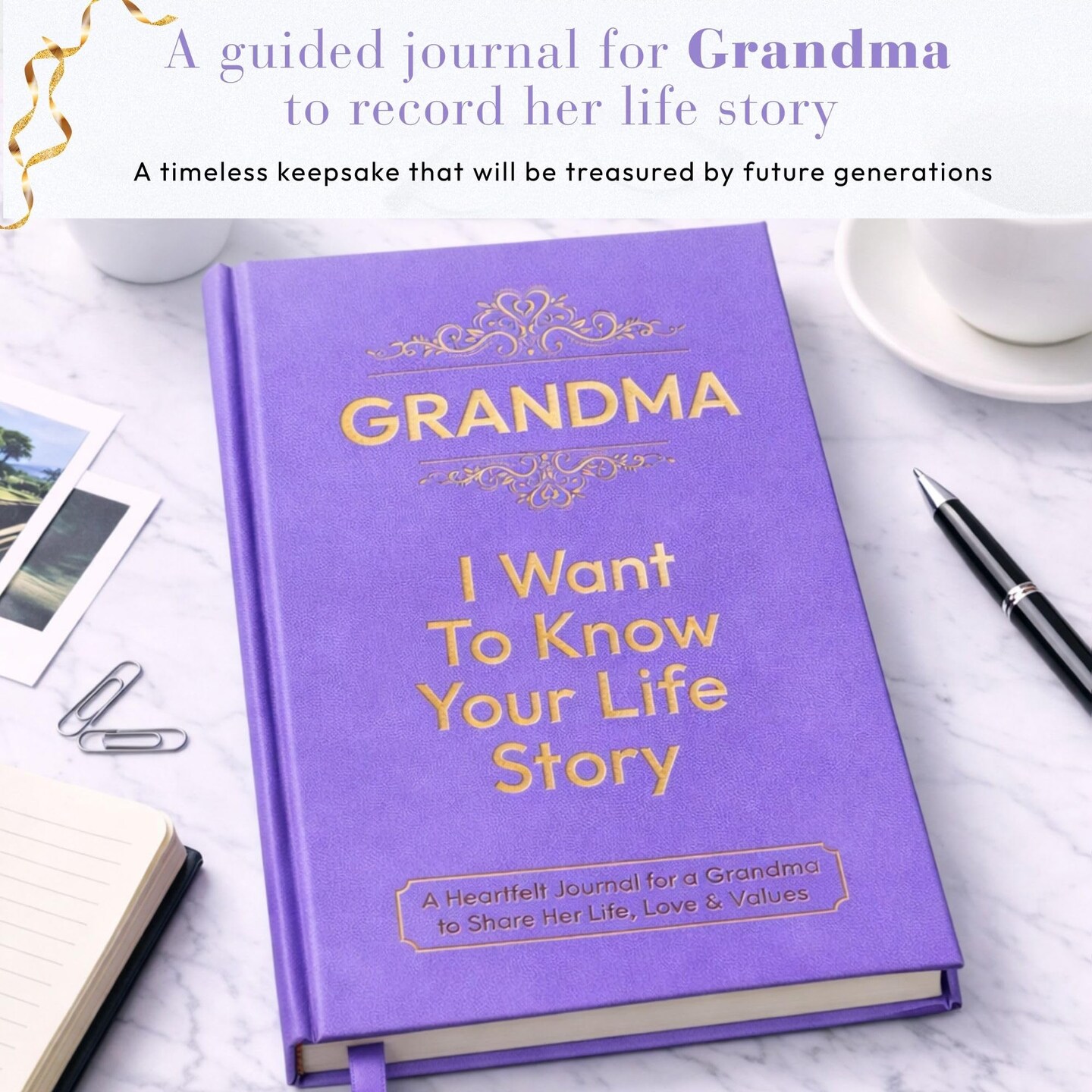 Grandma Gifts, I Want to Know Your Life Story Leather Journal (Hardcover): Keepsake Gift for Birthday, Mother's Day, and Christmas, A Meaningful Way for Grandma to Share Her Journey & Memories, Book Includes 300+ Prompt Questions