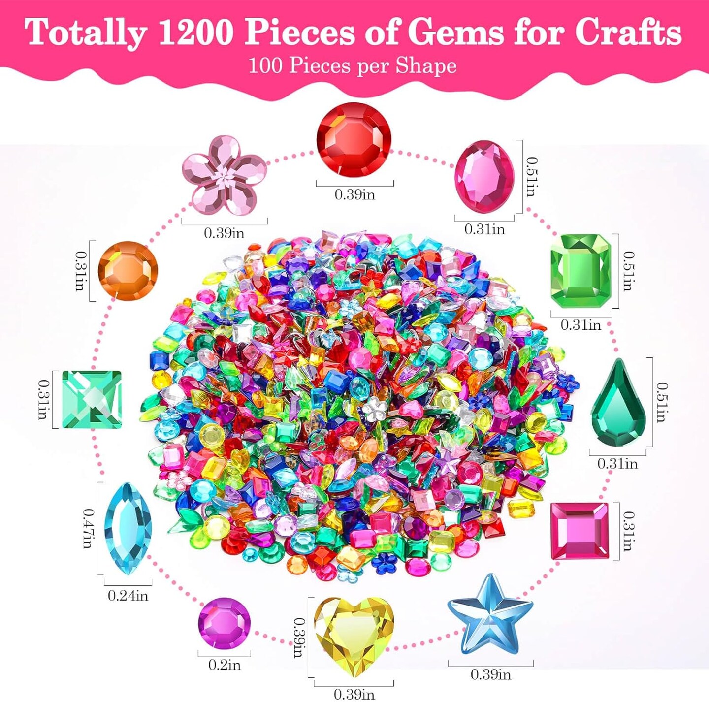 1200Pcs Flat Back Craft Gems with 2Pcs B7000 Jewelry Glue - Small