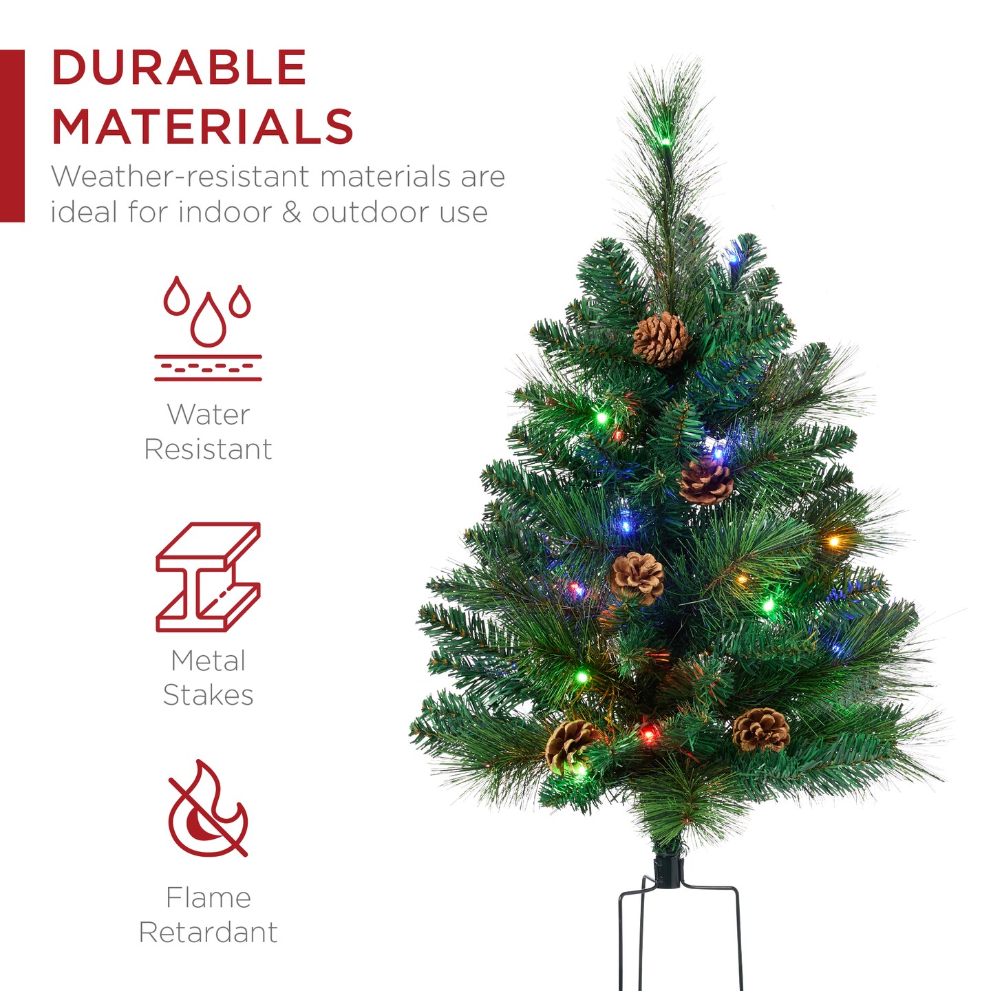 Best Choice Products Set of 2 24.5in Outdoor Pathway Christmas Trees Decor w/ LED Lights