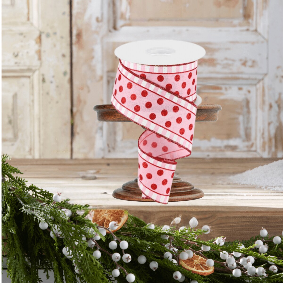 2.5&#x22; Glitter Stripes Polka Dot Ribbon: Red &#x26; Pink (10 Yards)