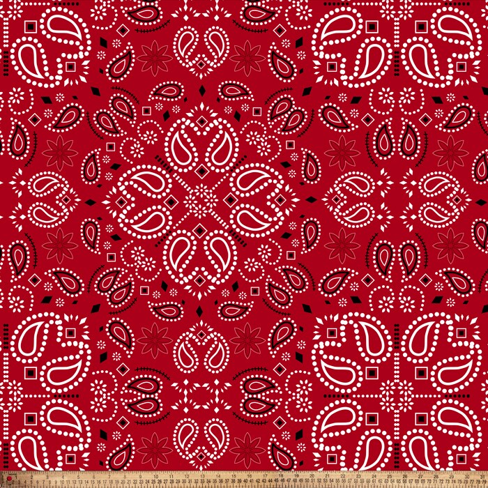 Bandana Handkerchief Red Anti-Pill Premium Fleece Fabric | By The Yard