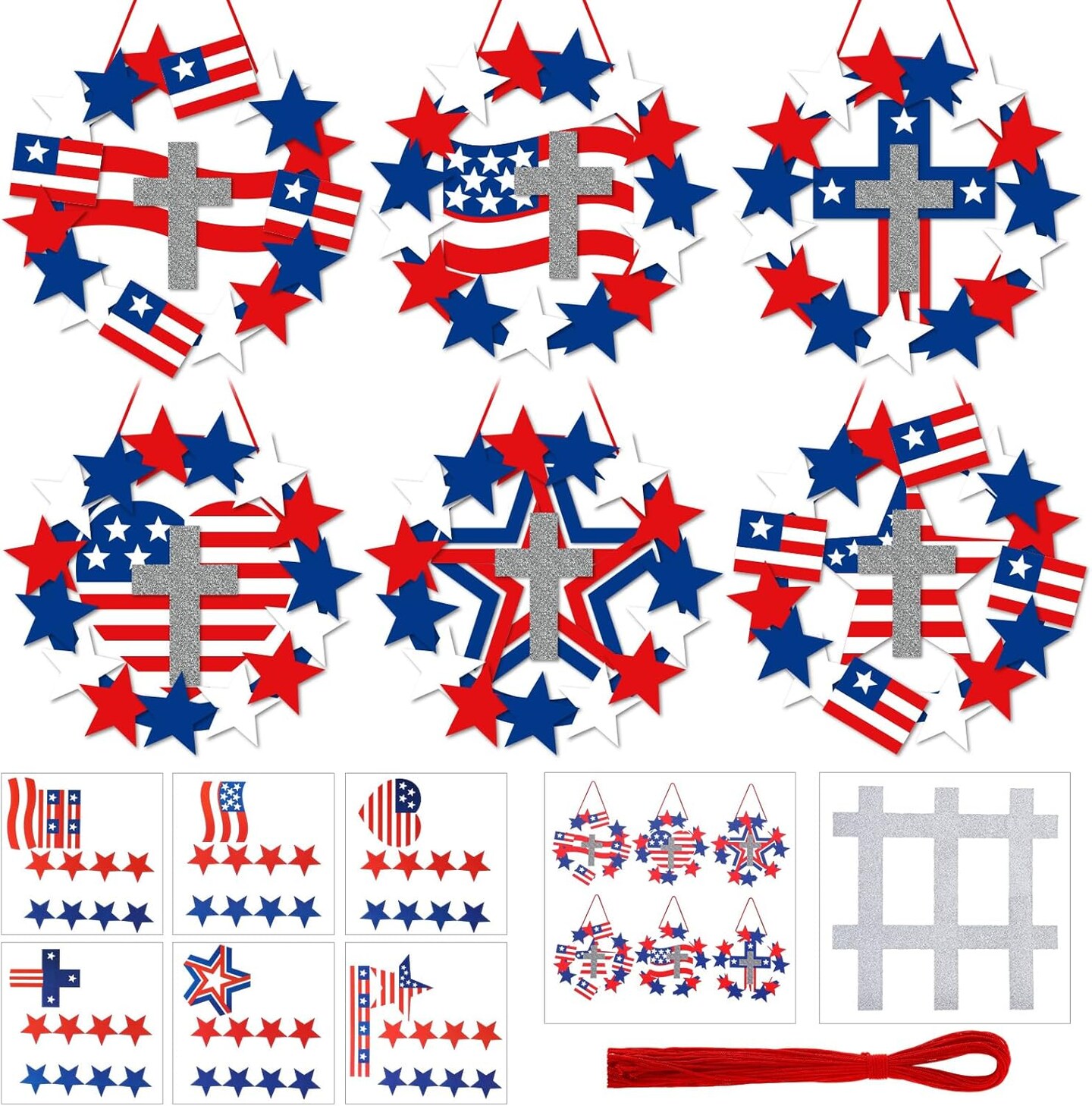 30 Sets Memorial Day Wreath Crafts for Kids