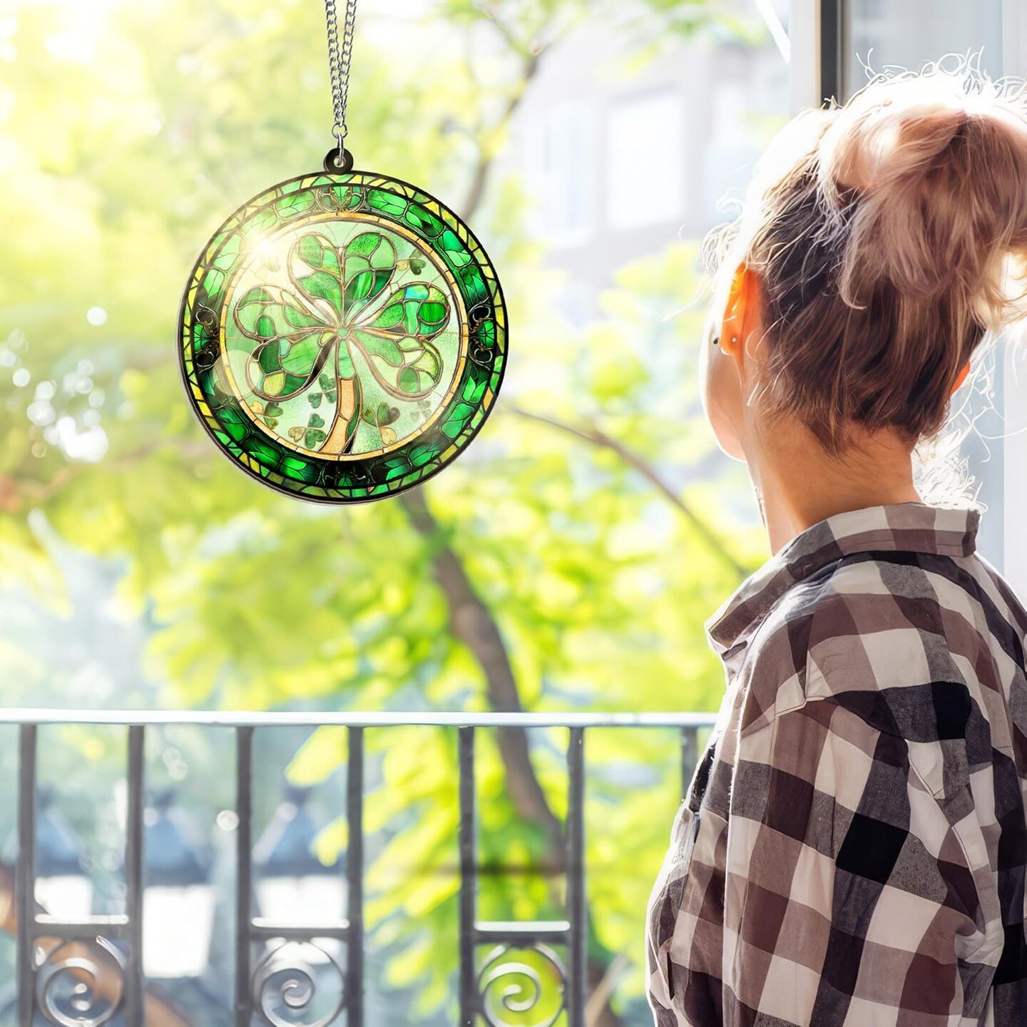 St Patricks Day Decorations - Irish Gifts for Women Men Friends Family, Shamrock Decorations, St Patricks Day Accessories - Double Layered Hanging Suncatcher