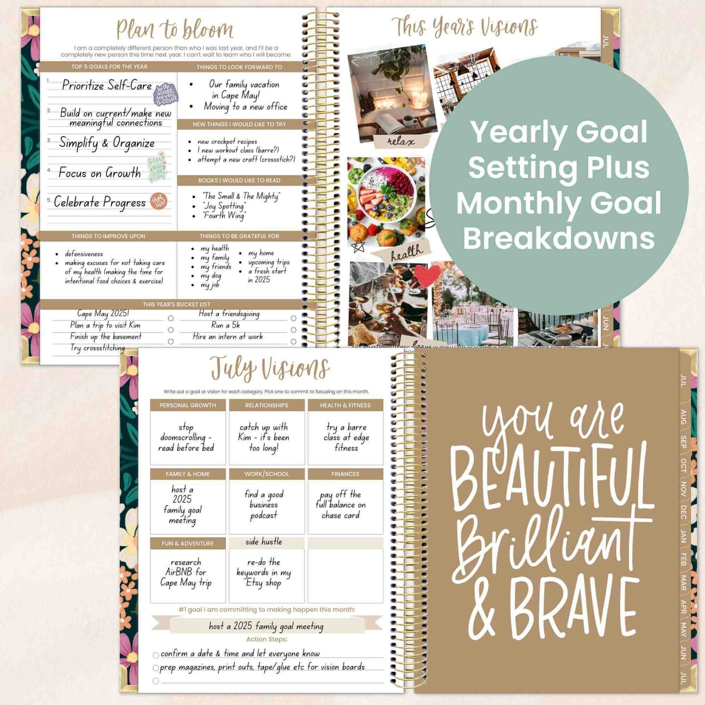 bloom daily planners 2025-26 Academic Planner Vision Planner, 7.5&#x22; x 9&#x22;, Blooming Wildly