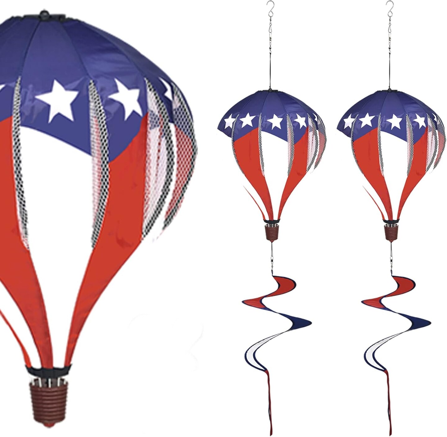 Patriotic Hot Air Balloon Garden Wind Spinners Giant Flag Pinwheels Whirligigs Windmill Toys for Kids Yard Decor Lawn Decorations