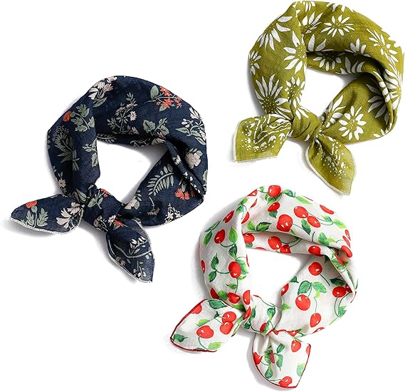 Multicolored 22''x22'' Cotton Bandana for Women and Men Multi-purpose Headband Hair Scarf Protective Coverage