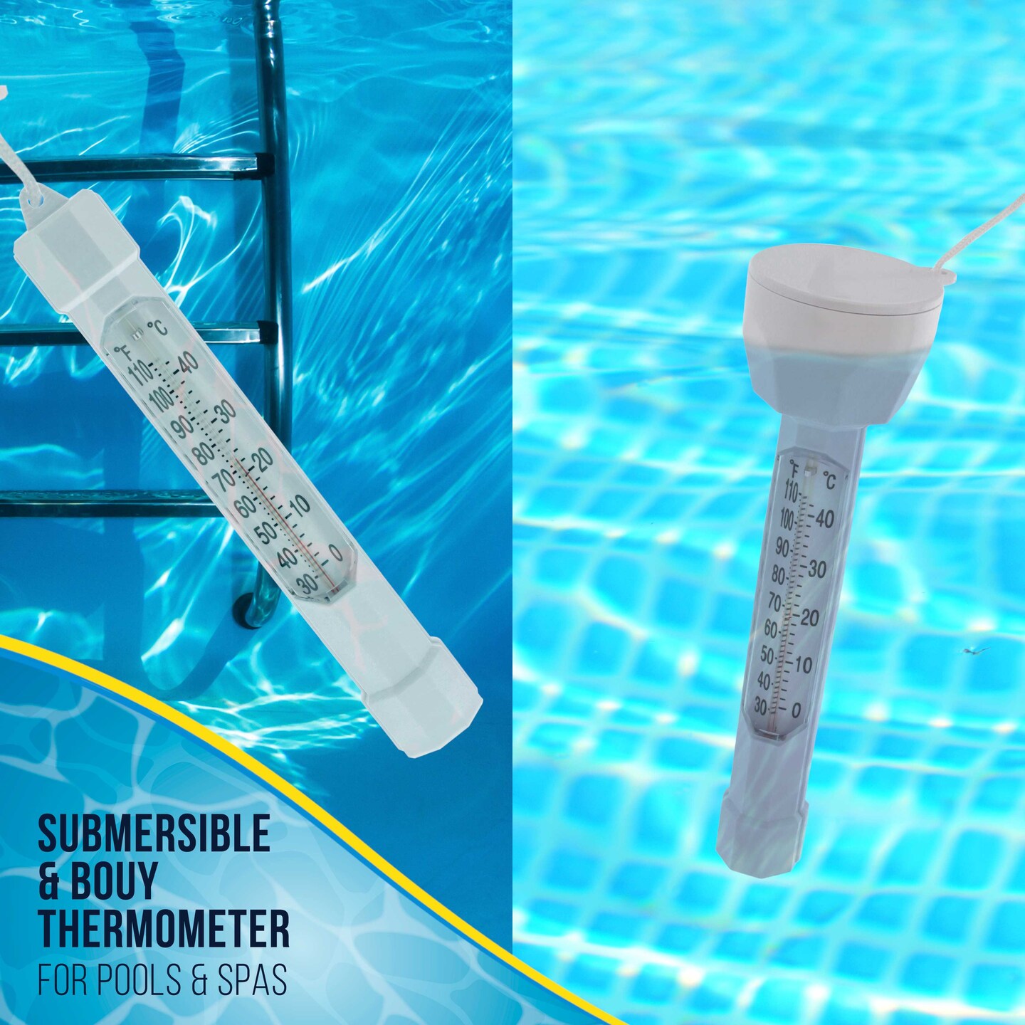 U.S. Pool Supply&#xAE; Floating Buoy Pool Thermometer with Jumbo Easy-To-Read Temperature Display
