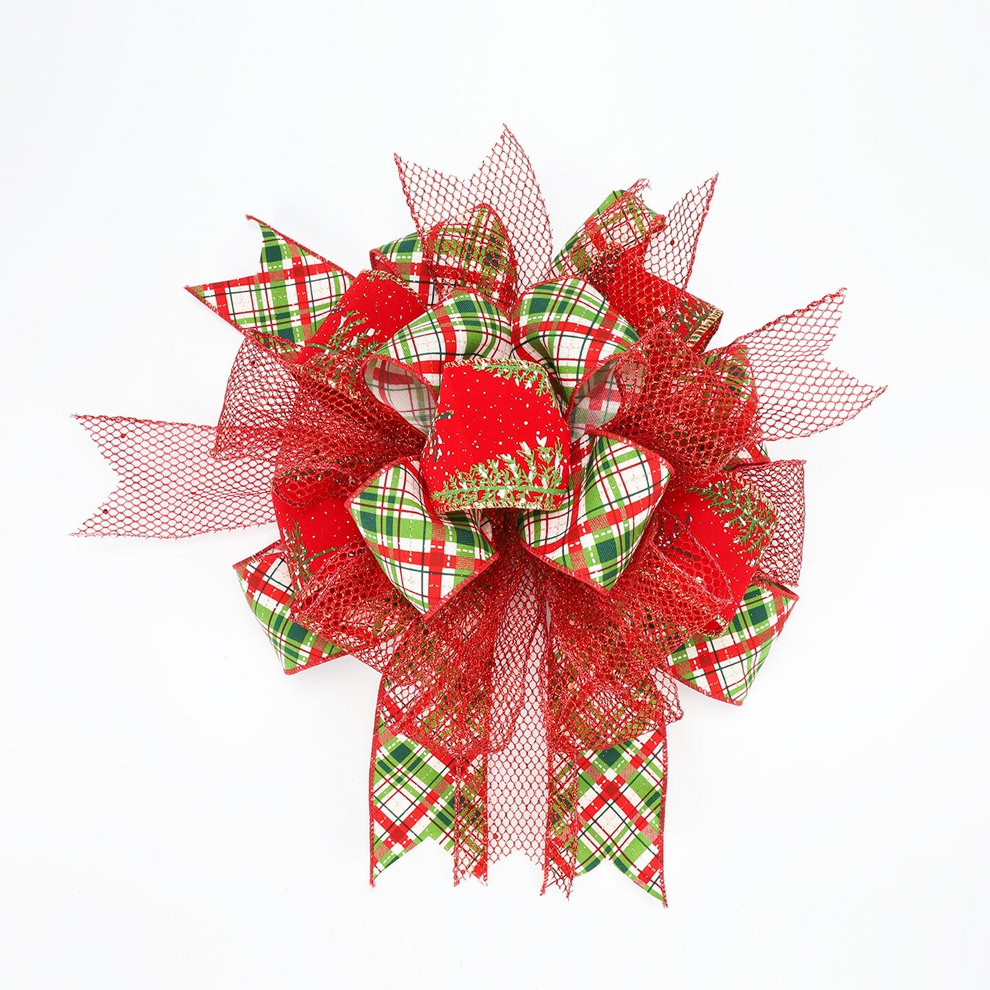 LaRibbons 2 1/2&#x22; Wired Ribbon | &#x22;Holiday Plaid&#x22; White/Red/Green | 10 Yard Roll