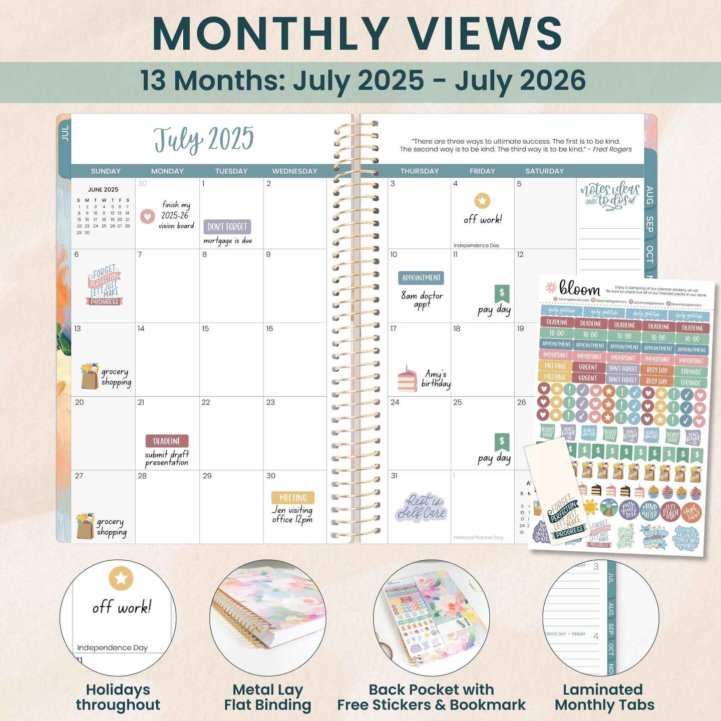 bloom daily planners 2025-26 Academic Planner, Soft Cover, 5.5&#x22; x 8.25&#x22;, Painted Peonies