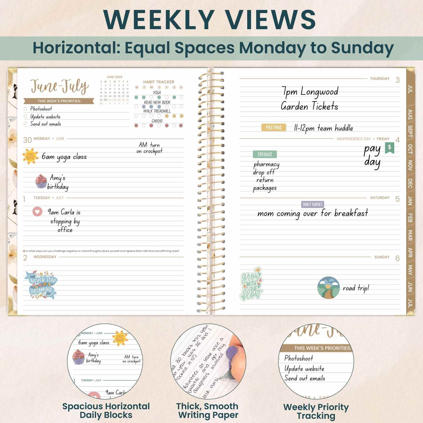 bloom daily planners 2025-26 Academic Planner, Hard Cover, 8.5&#x22; x 11&#x22;,  Butterfly Garden