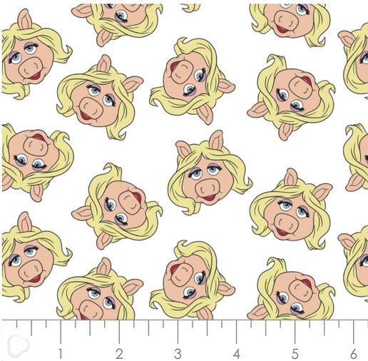 Camelot Fabrics The Muppets Collection Miss Piggy White Cotton Fabric by the Yard