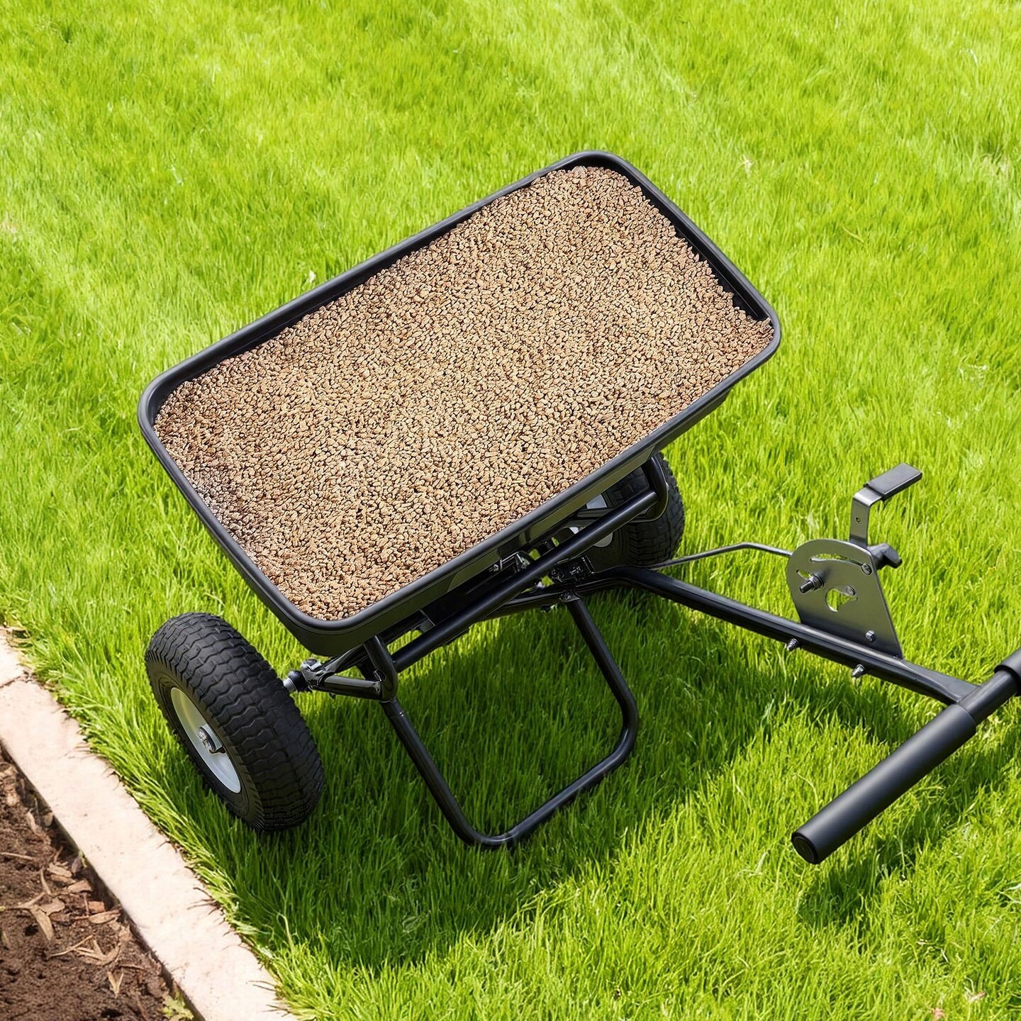 Push Lawn Spreader with 13" All-Terrain Tires and Adjustable Flow