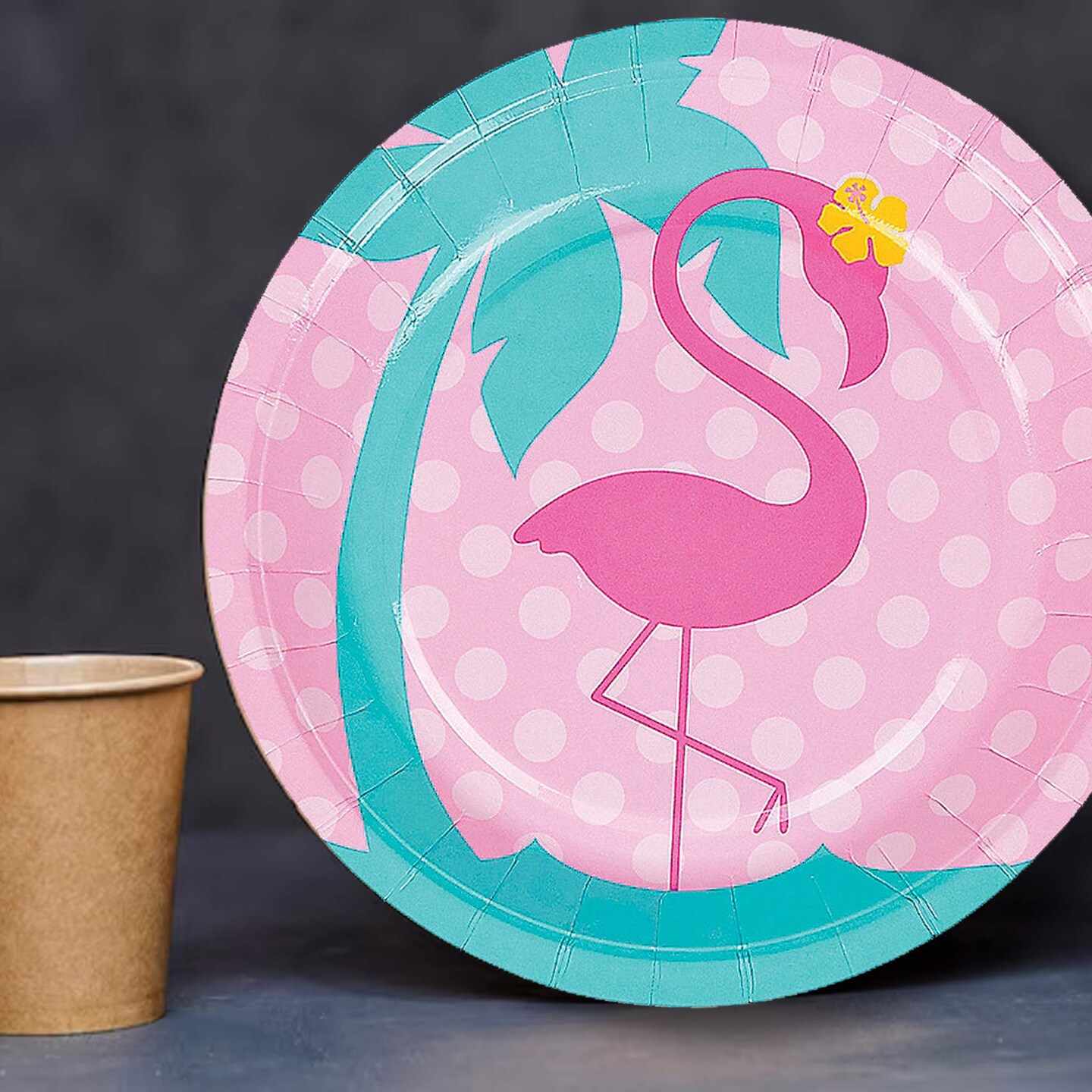 8 Ct. Flamingo Paper Dessert Plates 7&#x22; Disposable Plates Cute Pink Flamingo Party Tableware