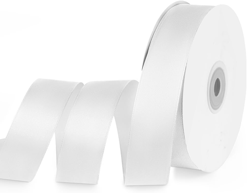 1&#x22; x 50 Yards Satin Ribbon - White Silk Ribbon with Spool