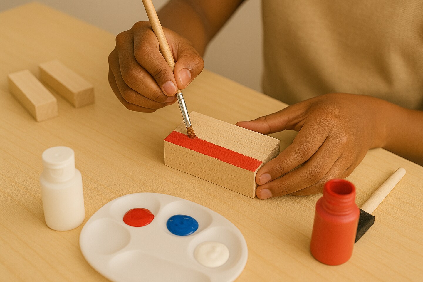 Unfinished Wood Blocks for Crafts, 3.5" x 1.5" x 0.75" – Natural Wood Cut Pieces, 6 oz