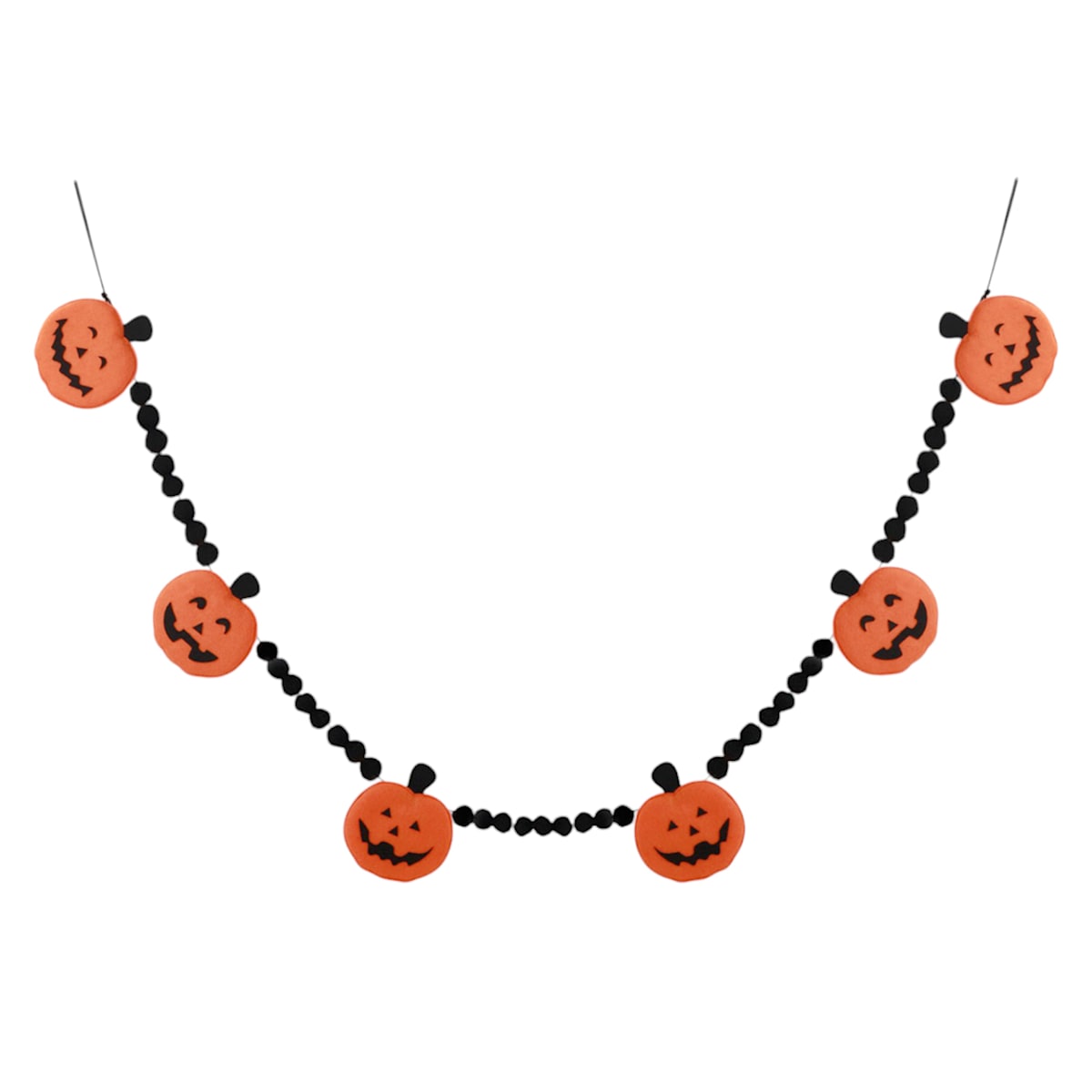 6' Halloween Jack‑o'-Lantern Garland – Orange & Black Playful Garland