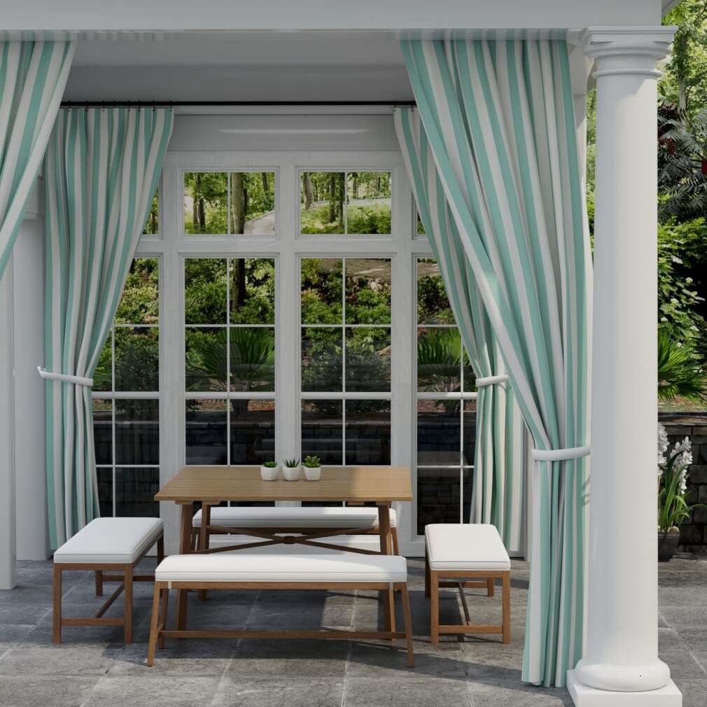 Cabana Glacier - Aqua & Teal Stripe Upholstery Fabric 54 Inches"