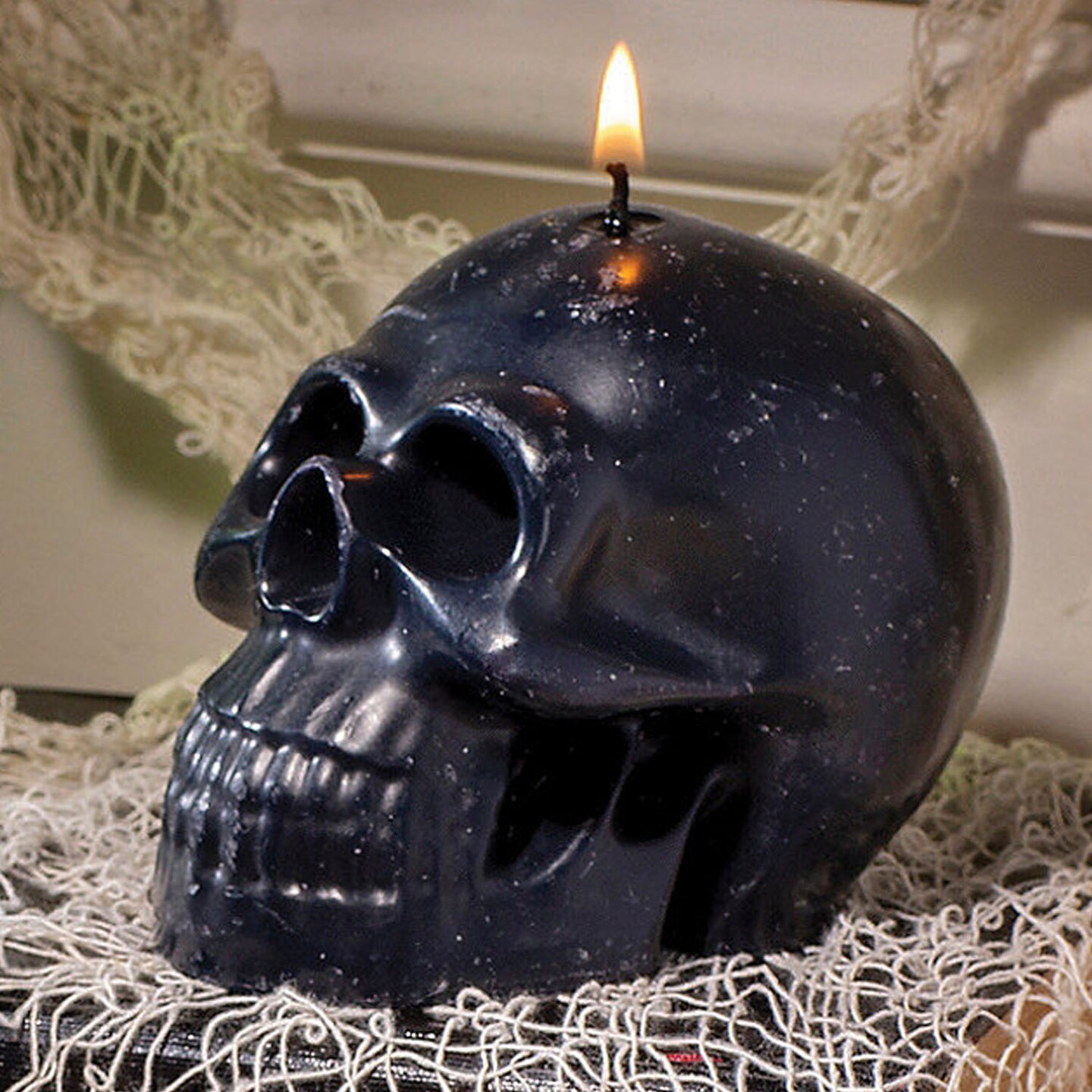 4&#x22; Black Skull-Shaped Wax Candles - 3 Pc