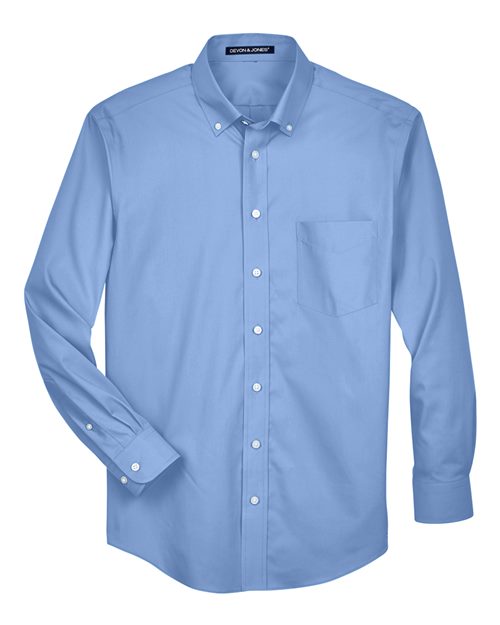 mens polyester dress shirts George Men's Classic Shirt with Long Sleeves, Cotton-Polyester-Spandex, Sizes S-3XL Luxe Microfiber Men's Fitted Dress