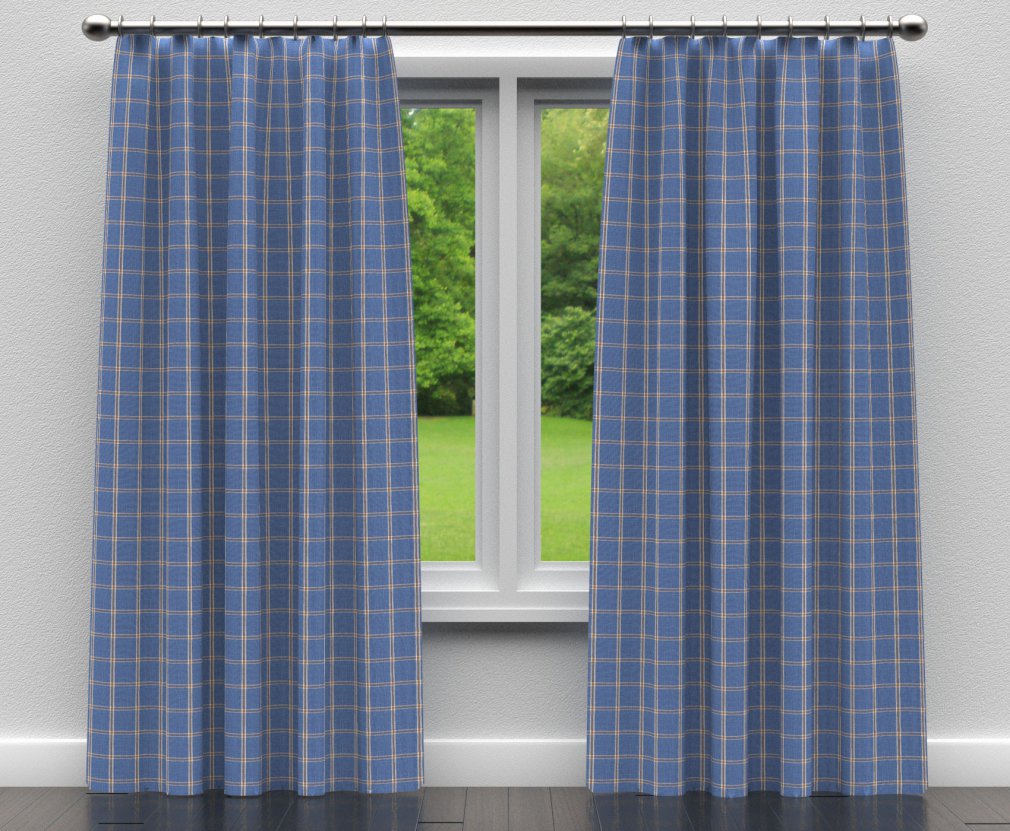 Wedgewood Windowpane - Blue Plaid Upholstery Fabric 54 Inches"