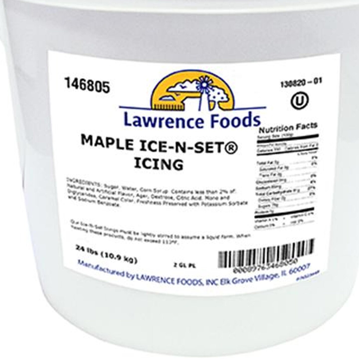 Lawrence Foods Maple Ice-N-Set Icing Maple Flavored Dessert Topping 2 Gallon