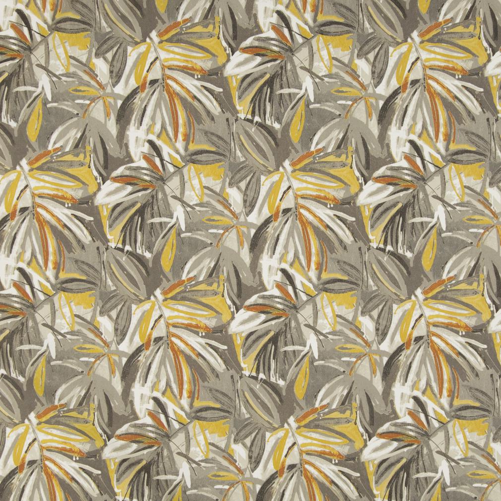 Captiva - Gold & Yellow,Grey & Silver Leaves,Tropical & Botanical Upholstery Fabric 54 Inches"