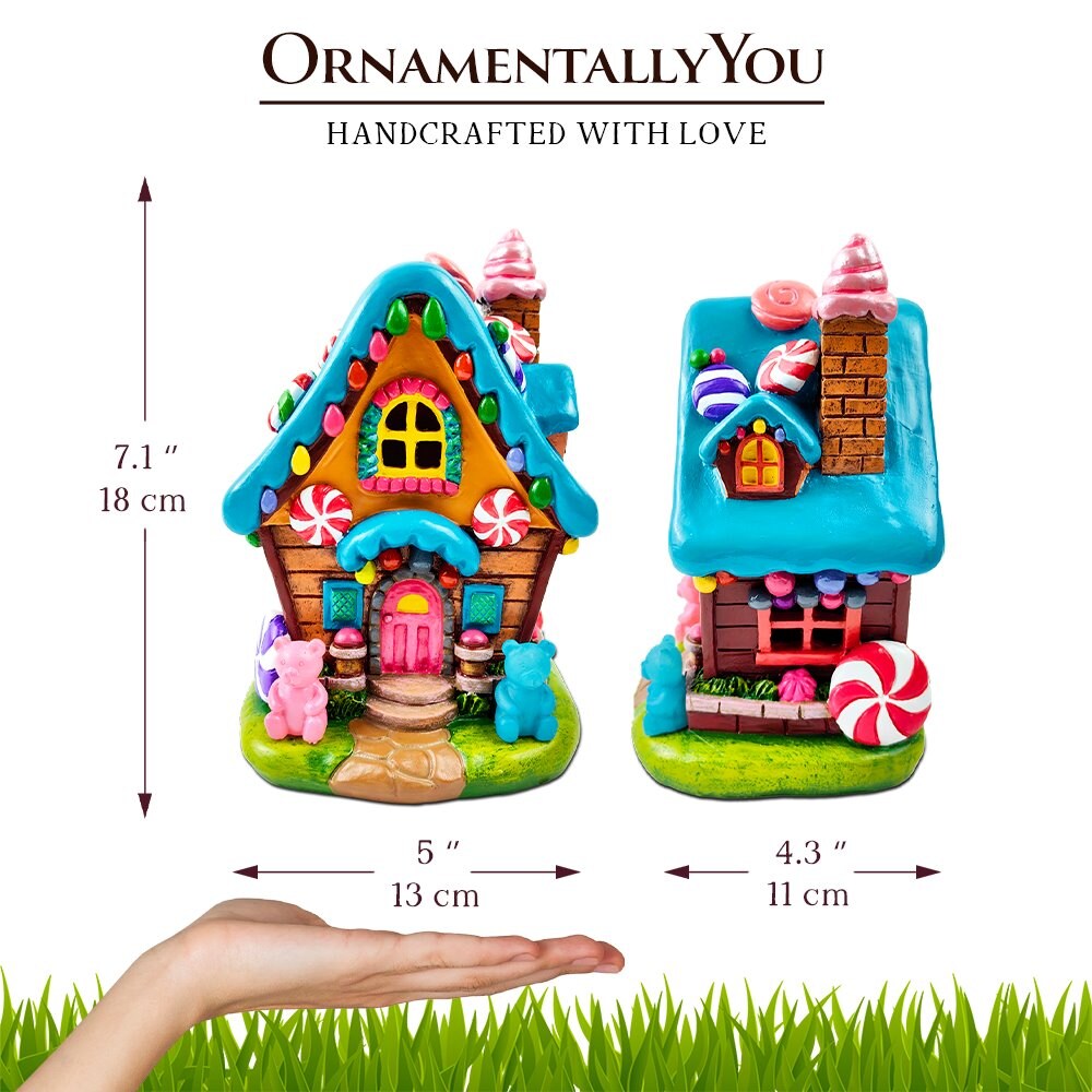 Sugary Haven Candy House Tabletop Figurine, 7&#x22; LED Christmas Gingerbread Style Home Decoration