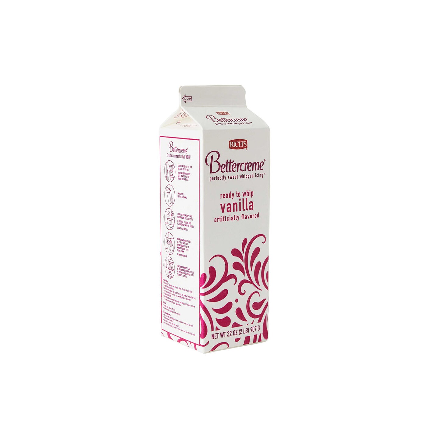 2 Pound Rich’s Vanilla Bettercreme Ready to Whip Non Dairy Liquid Icing and Filling Per Case 12