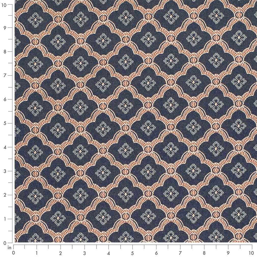 Mae Navy - Blue Abstract & Geometric,Diamonds Upholstery Fabric 54 Inches"