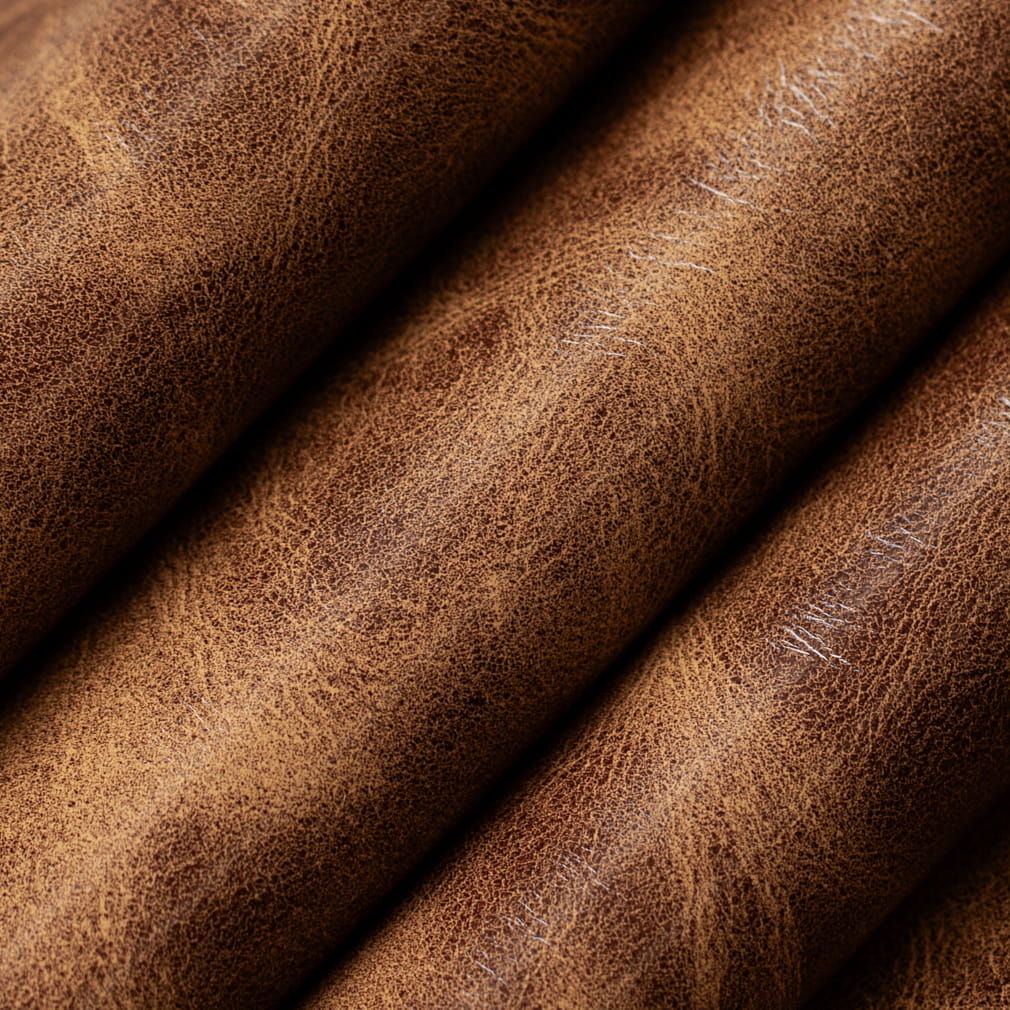 Bourbon - Brown Distressed,Leather Grain Upholstery Fabric 54 Inches"