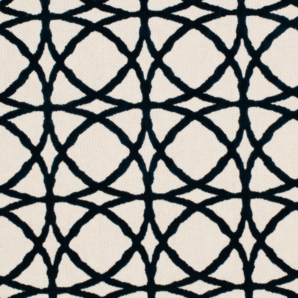 Navy Twist - Blue Abstract Geometric Upholstery Fabric 54 Inches"