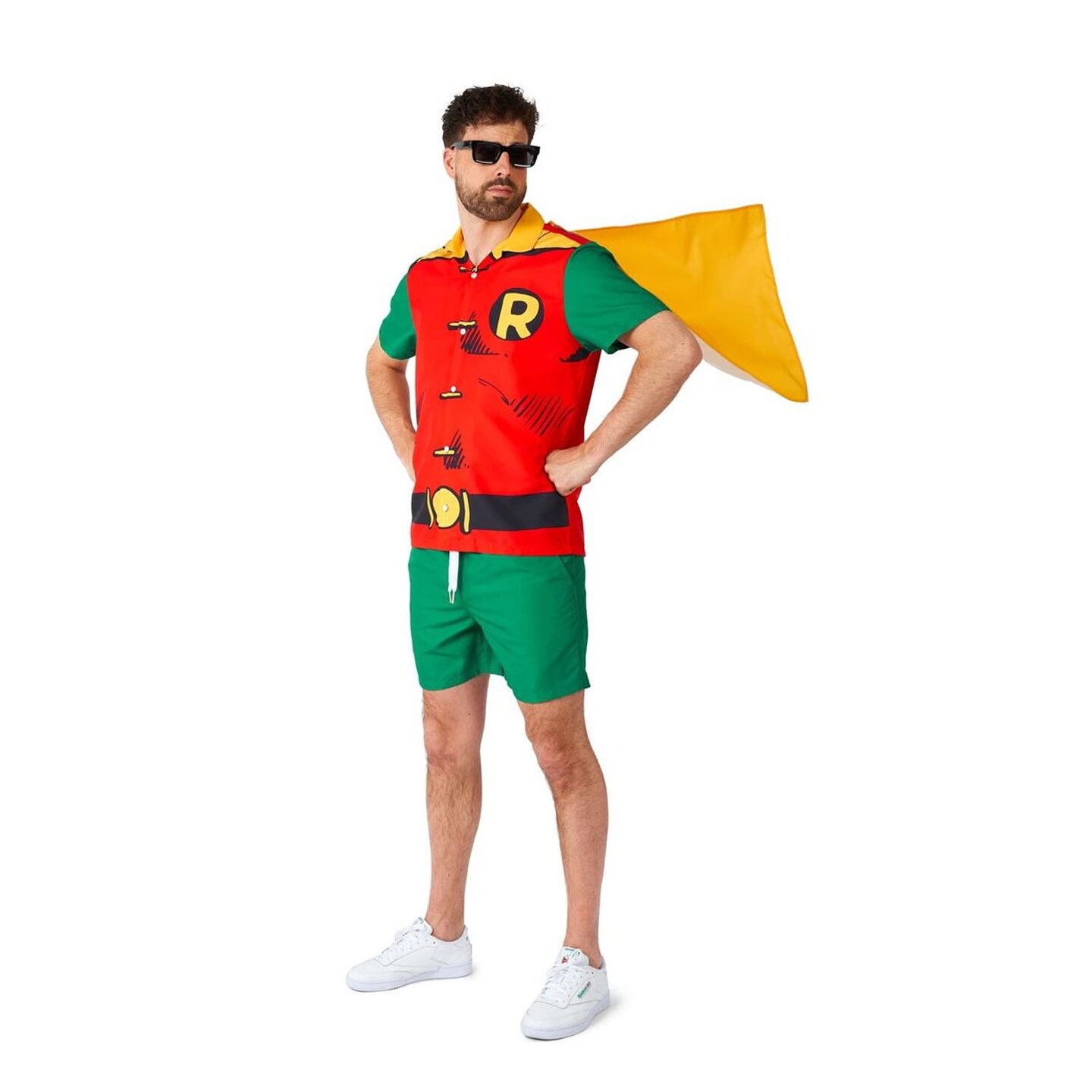 Suitmeister Men's RobinT Costume Set Button Up Shirt Cape and Shorts
