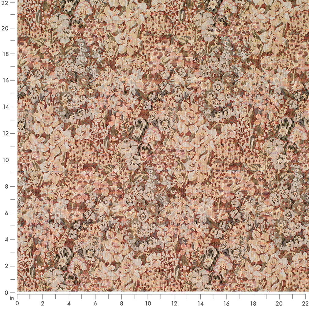 Rosewood - Orange & Rust,Red & Burgundy Floral Upholstery Fabric 54 Inches"