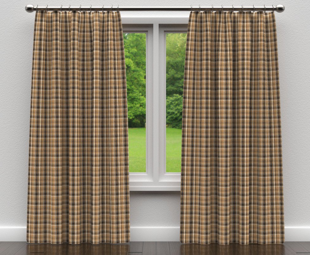Onyx Tartan - Black,Brown Plaid Upholstery Fabric 54 Inches&#x22;