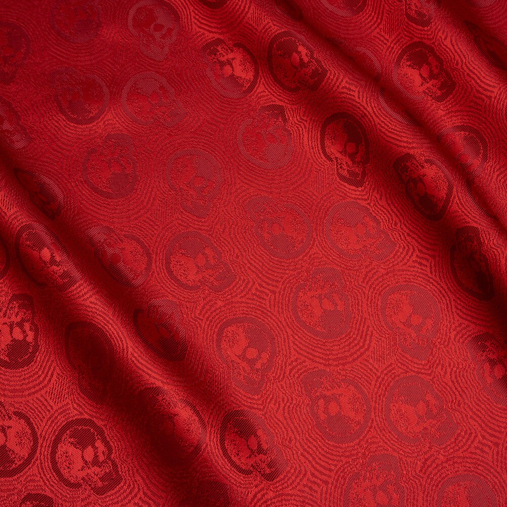 1 Yard Skulls Jacquard Lining Fabric Red and Maroon Bi-Color (55" Wide)