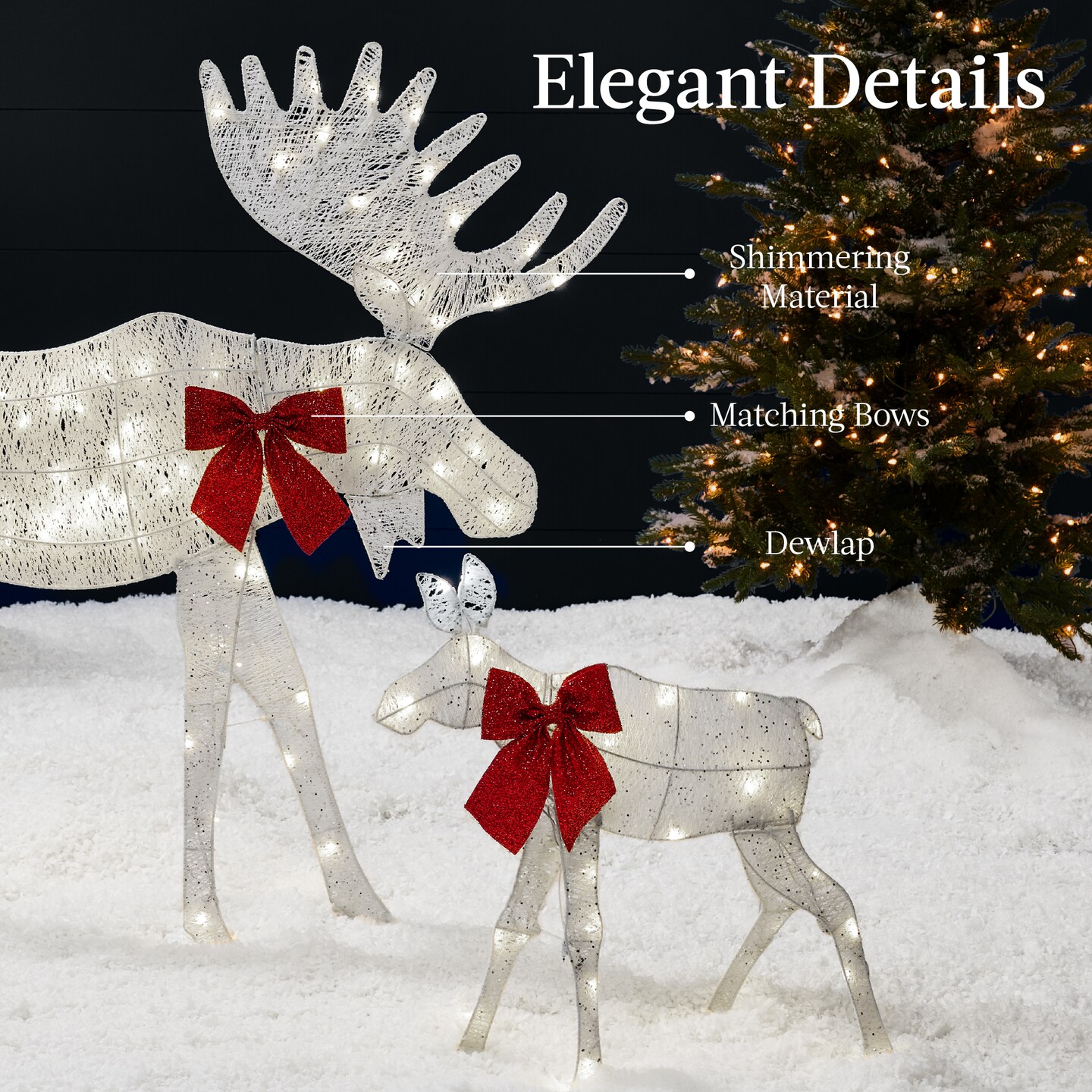 Best Choice Products 4ft 2-Piece Lighted 2D Christmas Moose Set Outdoor Décor w/ 125 LED Lights, Stakes