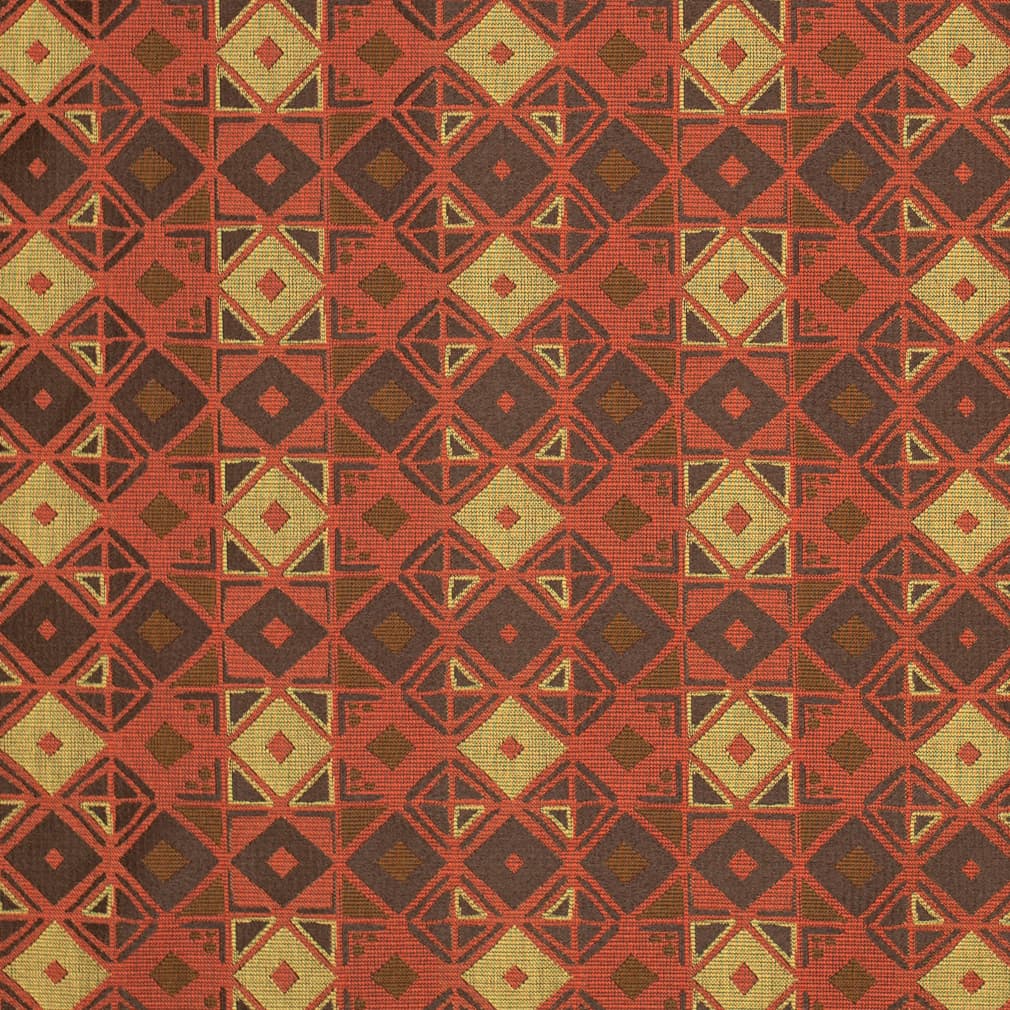 Garnet - Red Burgundy Abstract Geometric Upholstery Fabric 54 Inches"