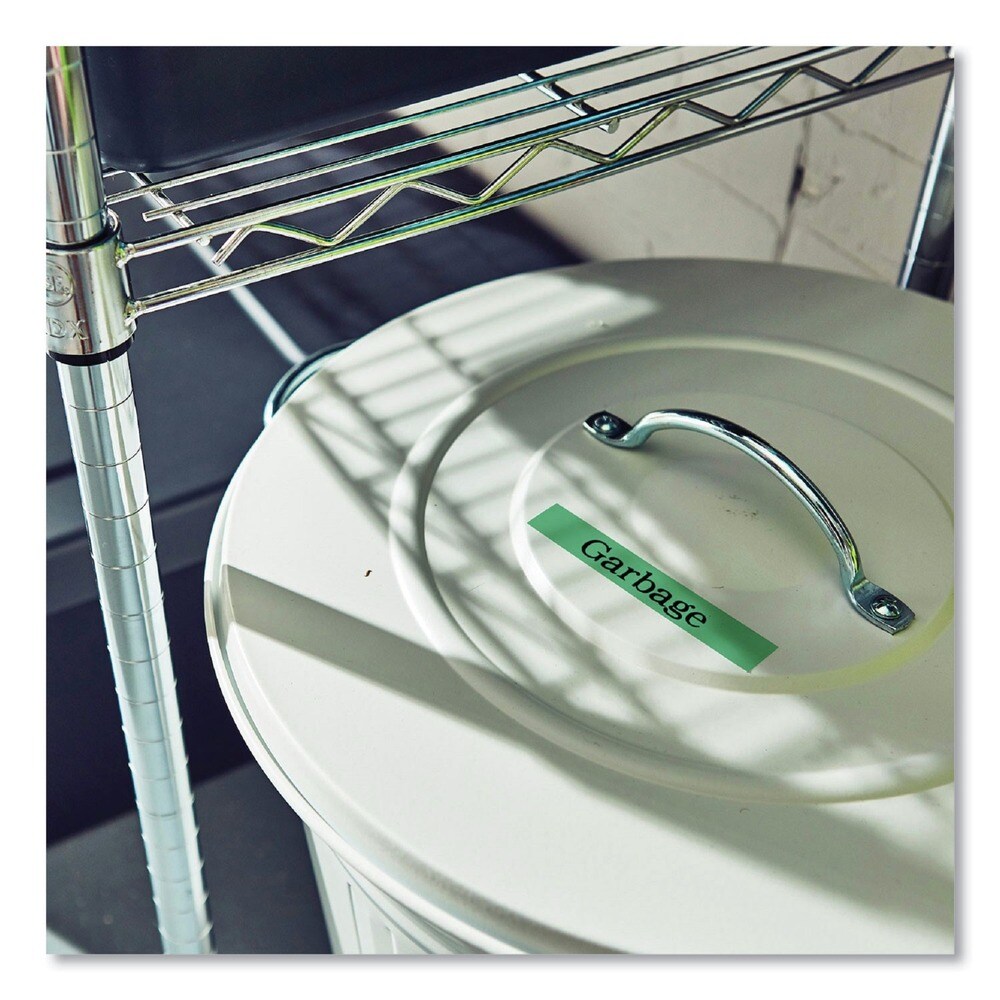 Brother P-Touch 0.35 in. x 26.2 ft. TZe Laminated Removable Label Tapes - Black on Green