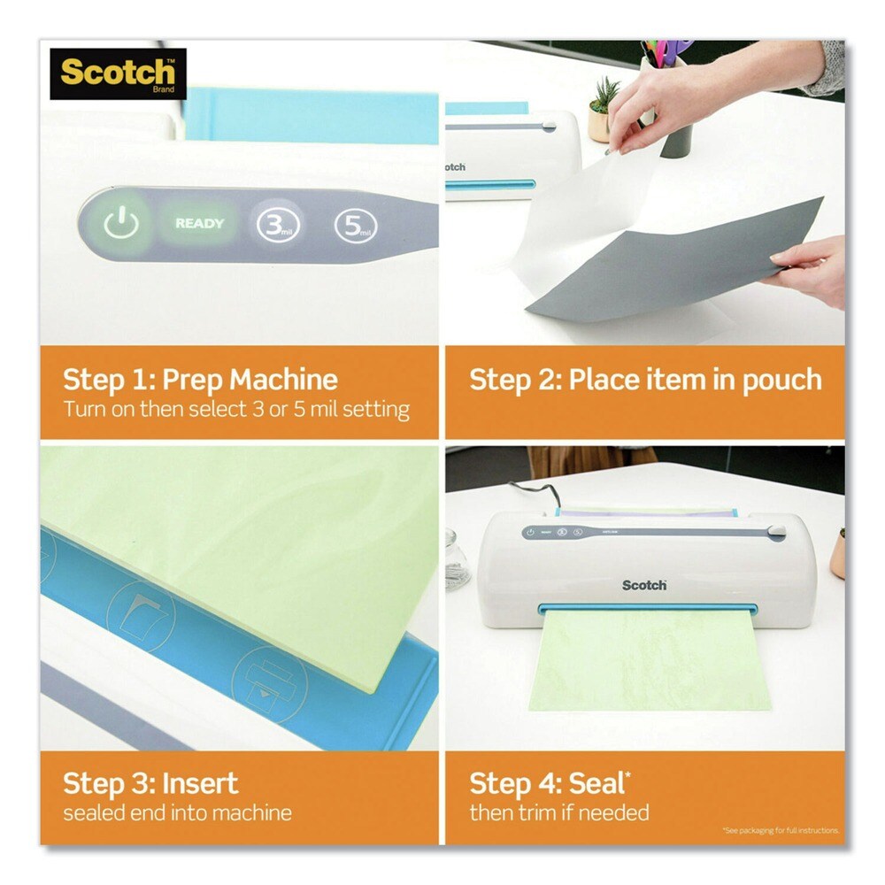 Scotch 9 in. x 11.5 in. 3 mil Laminating Pouches - Gloss Clear (20/Pack)