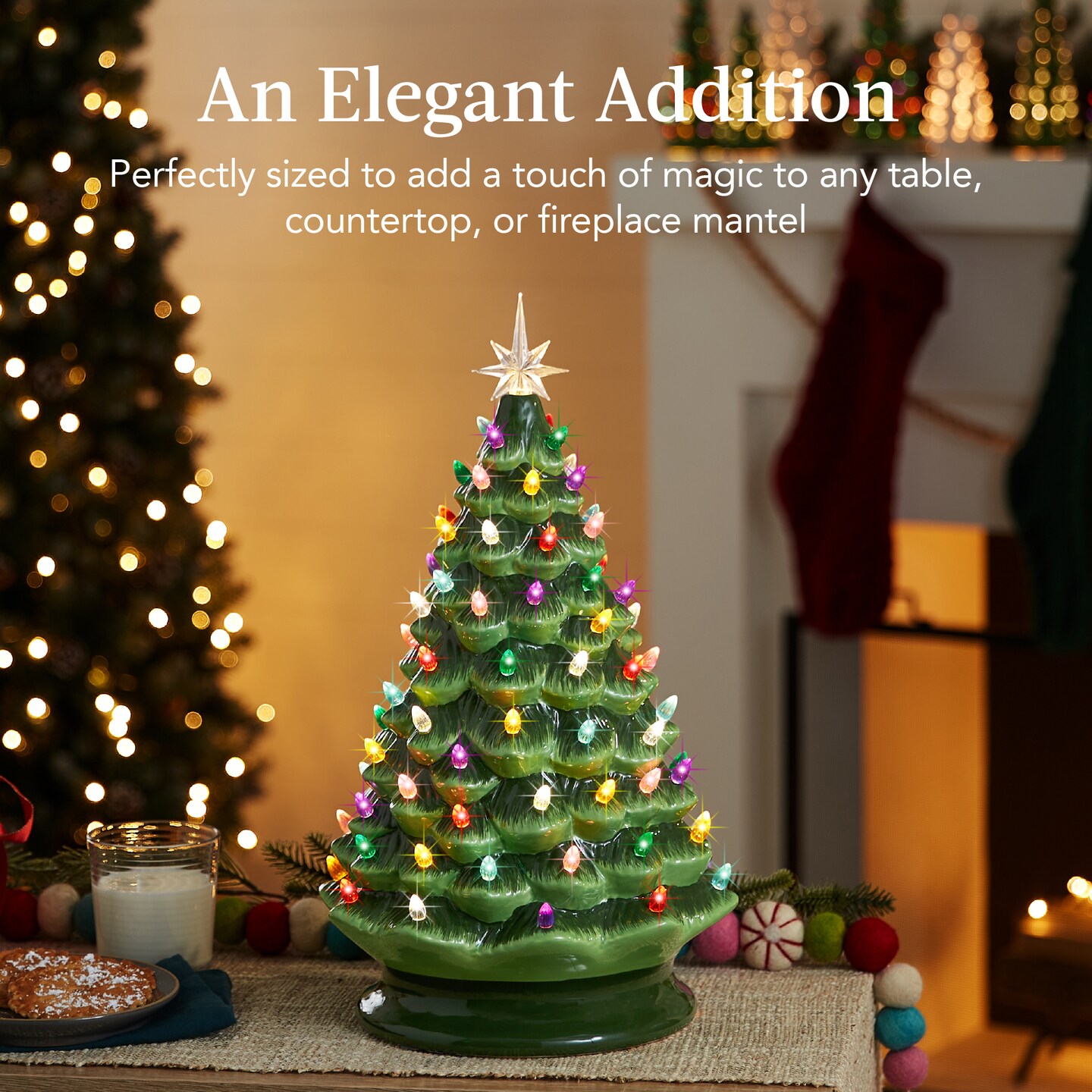 Best Choice Products 18in Ceramic Christmas Tree, Pre-lit Hand-Painted Holiday Decor w/ 93 Lights