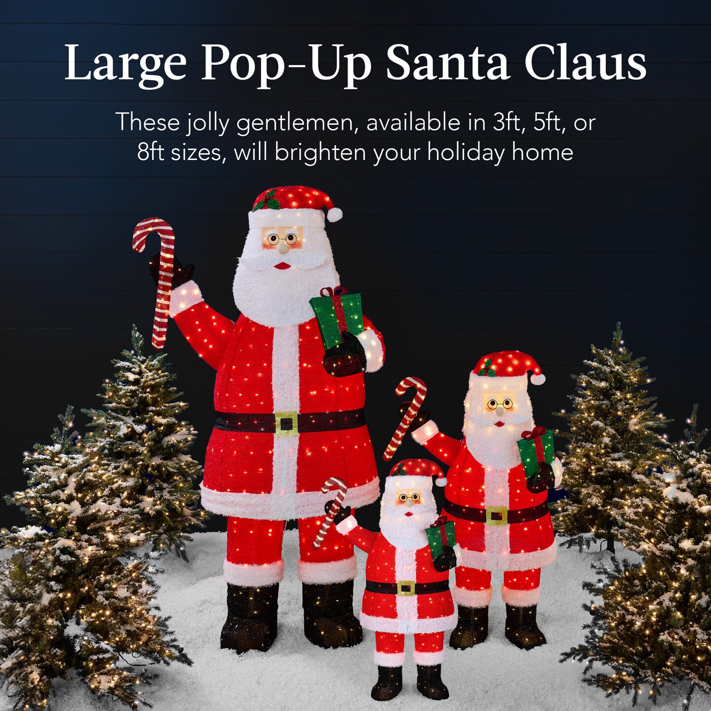 Best Choice Products Lighted Pop-Up Santa Claus, Outdoor Christmas Holiday Decoration w/ LED Lights, Hat, Gift