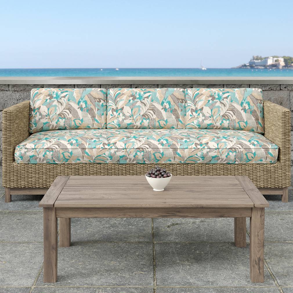 Belize - Aqua &#x26; Teal Floral,Leaves,Tropical &#x26; Botanical Upholstery Fabric 54 Inches&#x22;