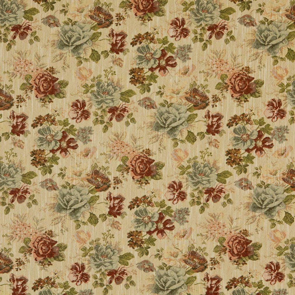 Garden - Orange &#x26; Rust Floral Upholstery Fabric 54 Inches&#x22;