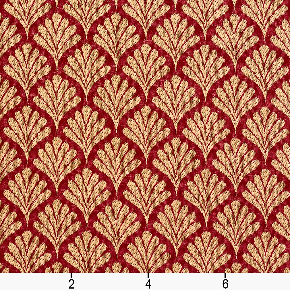 Crimson/Fan - Red & Burgundy Abstract & Geometric,Small Scale Upholstery Fabric 54 Inches"