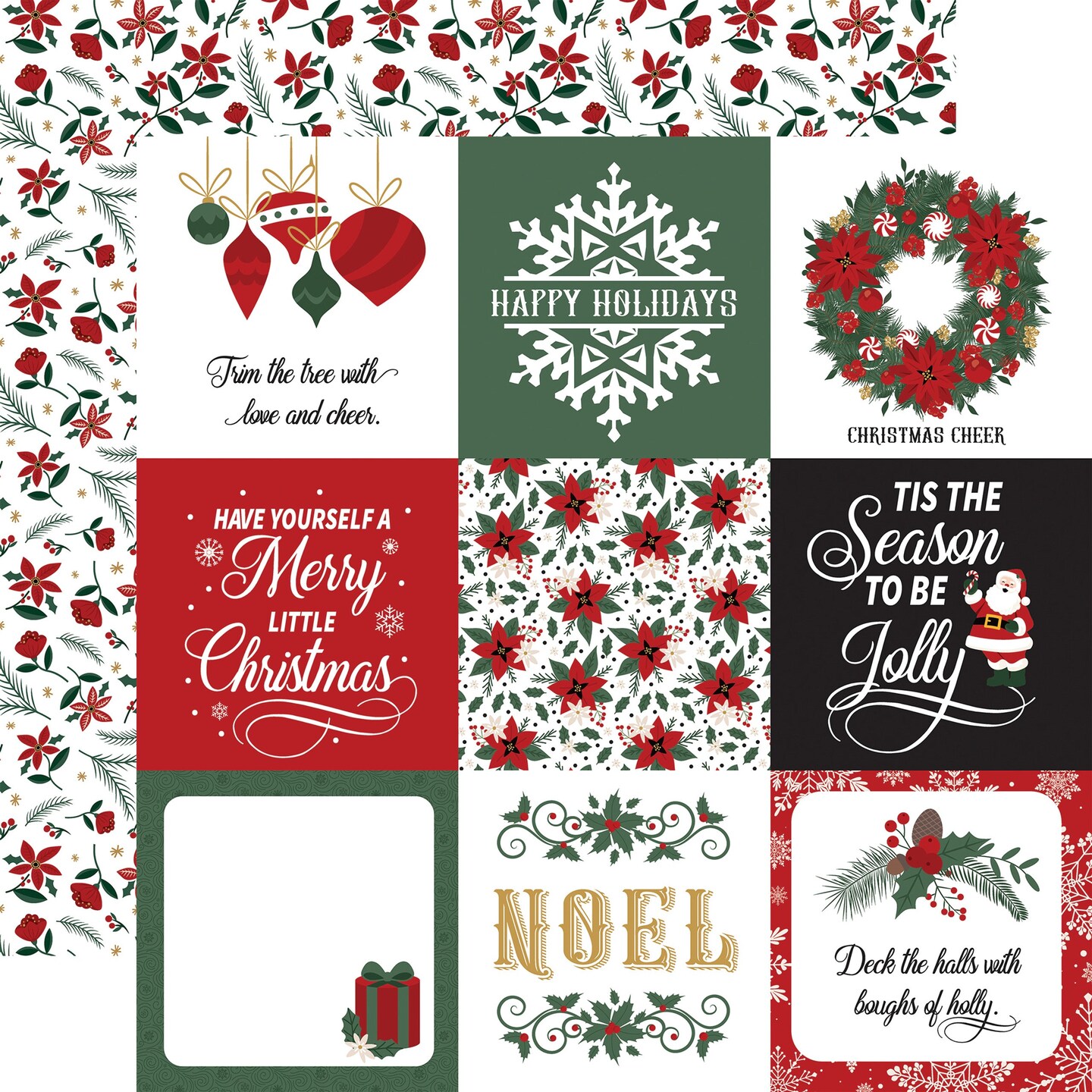Echo Park Santa Claus 4x4 Journaling Cards 12x12 Patterned Paper